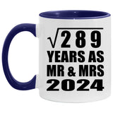 17th Anniversary Square Root of 289 Years As Mr & Mrs 2024 - 11oz Accent Mug Purple