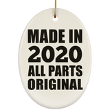 4th Birthday Made in 2020 All Parts Original - Oval Ornament