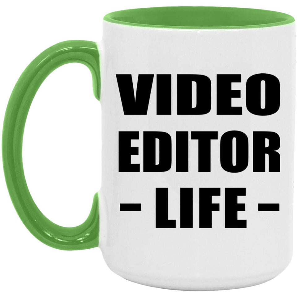 Video Editor Life - 15oz Accent Mug Green