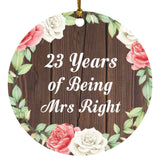 23rd Anniversary 23 Years Of Being Mrs Right - Circle Ornament A