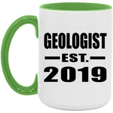 Geologist Established EST. 2019 - 15oz Accent Mug Green