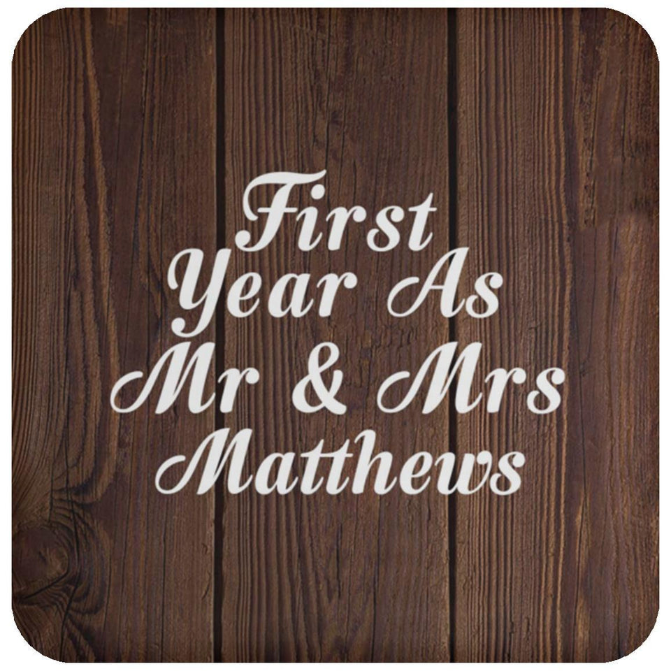 First Year As Mr & Mrs Matthews - Drink Coaster D