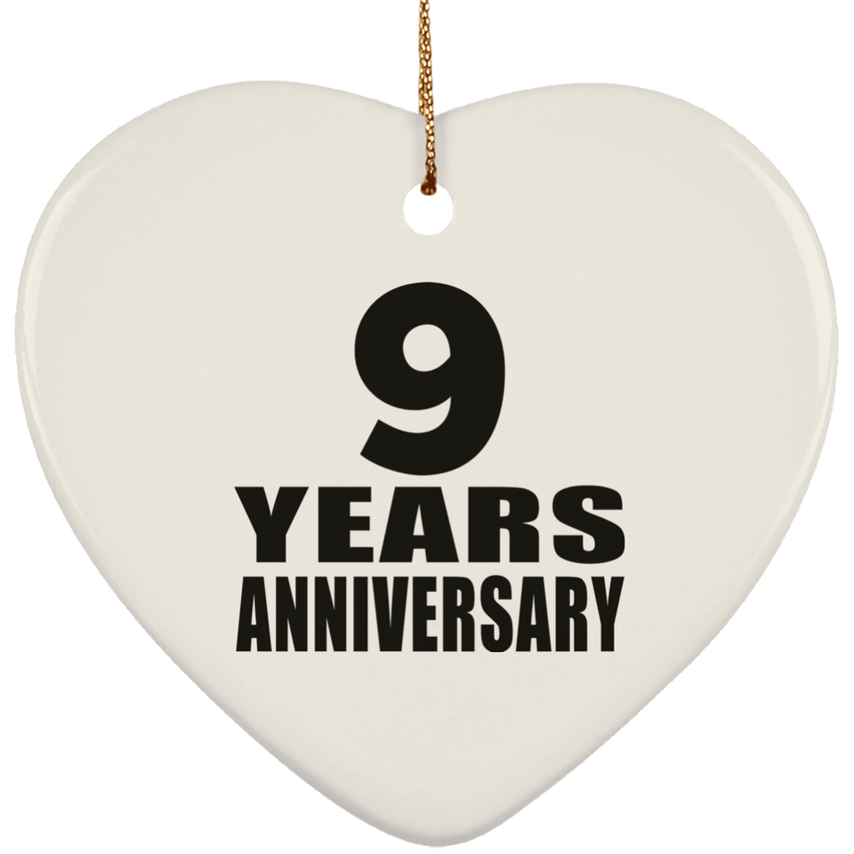 9th Anniversary 9 Years - Heart Ornament