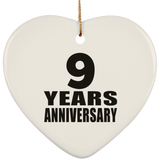 9th Anniversary 9 Years - Heart Ornament