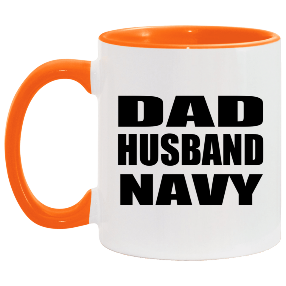 Dad Husband Navy - 11oz Accent Mug Orange