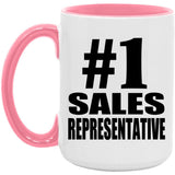 Number One #1 Sales Representative - 15oz Accent Mug Pink
