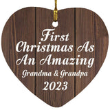 First Christmas As An Amazing Grandma & Grandpa 2023 - Heart Ornament D