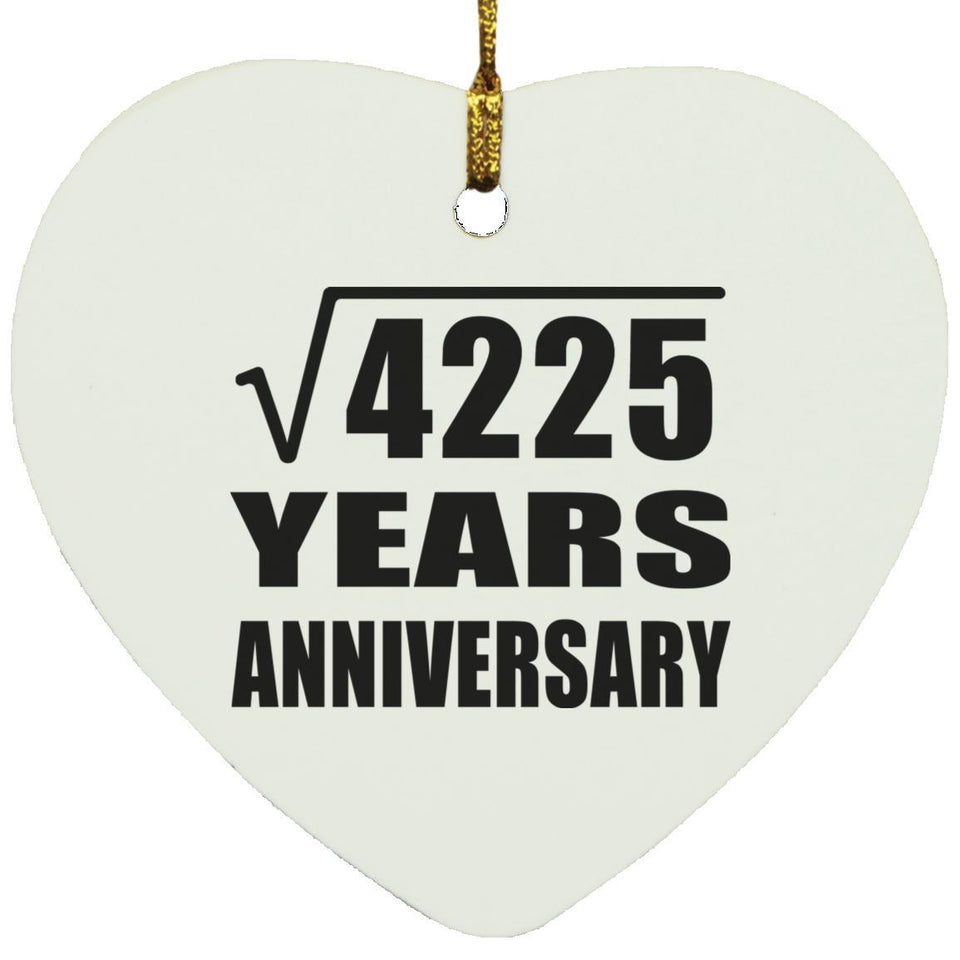 65th Anniversary Square Root of 4225 Years Anniversary - Heart Ornament
