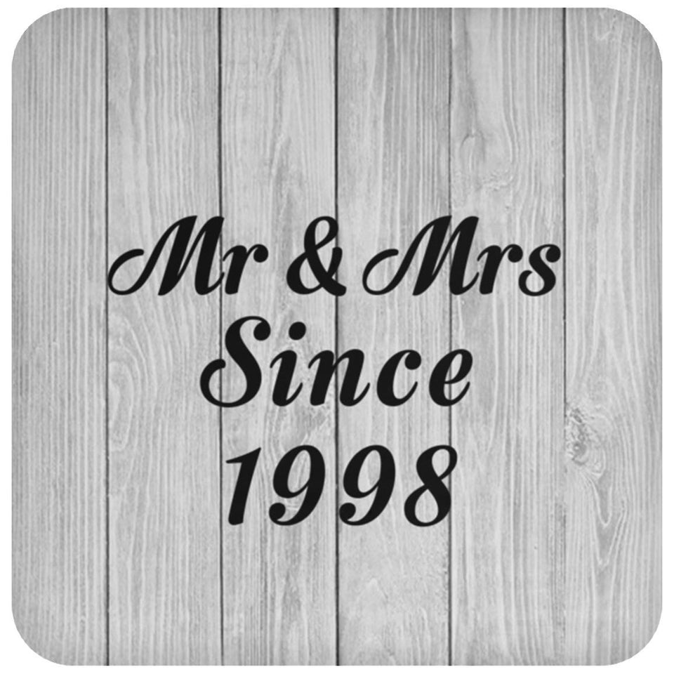 26th Anniversary Mr & Mrs Since 1998 - Drink Coaster F