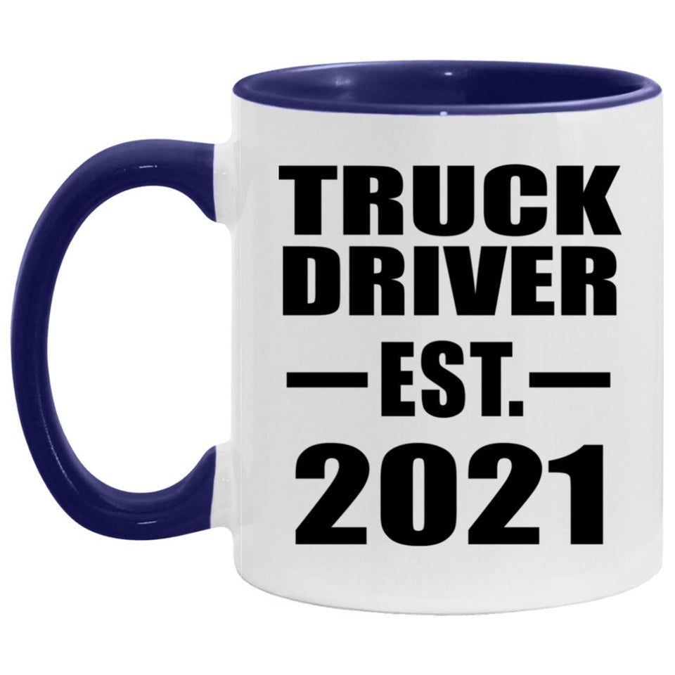 Truck Driver Established Est. 2021 - 11oz Accent Mug Purple