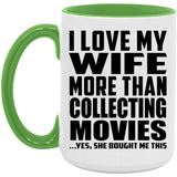 I Love My Wife More Than Collecting Movies - 15oz Accent Mug Green