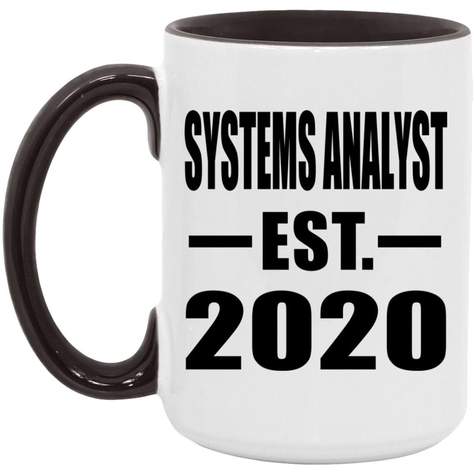 Systems Analyst Established EST. 2020 - 15oz Accent Mug Black