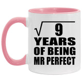 3rd Anniversary Square Root of 9 Years of Mr Perfect - 11oz Accent Mug Pink