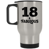18th Birthday 18 & Fabulous - Silver Travel Mug