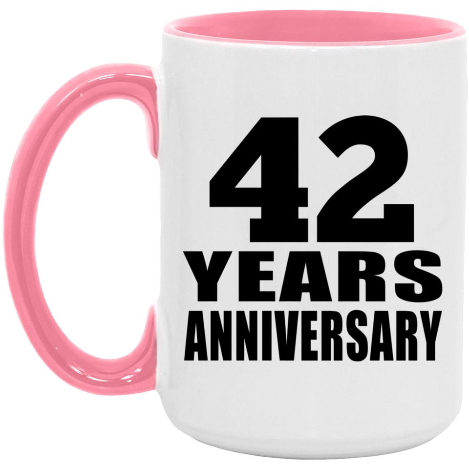 42nd Anniversary 42 Years Anniversary - 15oz Accent Mug Pink