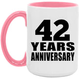 42nd Anniversary 42 Years Anniversary - 15oz Accent Mug Pink