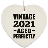 3rd Birthday Vintage 2021 Aged Perfectly - Heart Ornament