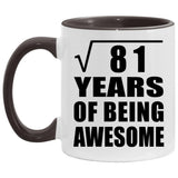 9th Birthday Square Root of 81 Years of Being Awesome - 11oz Accent Mug Black