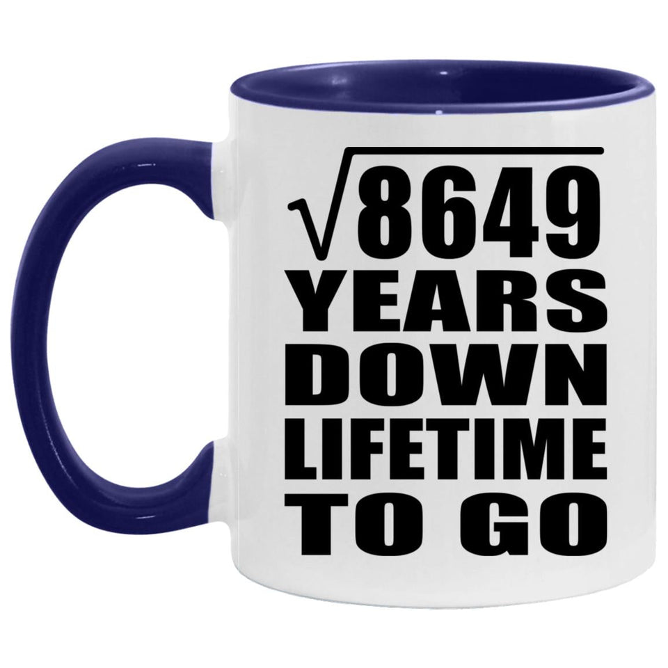 93rd Anniversary Square Root of 8649 Years Lifetime To Go - 11oz Accent Mug Purple