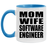 Mom Wife Software Engineer - 11oz Accent Mug Blue