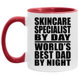 Skincare Specialist By Day World's Best Dad By Night - 11oz Accent Mug Red