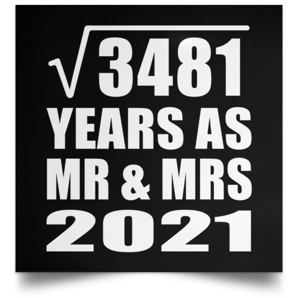 59th Anniversary Square Root of 3481 Years As Mr & Mrs 2021 - Poster Square