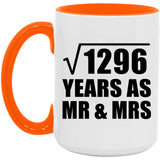 36th Anniversary Square Root of 1296 Years As Mr & Mrs - 15oz Accent Mug Orange