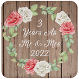 3rd Anniversary 3 Years As Mr & Mrs 2022 - Drink Coaster B