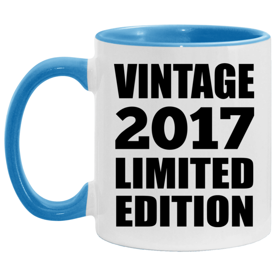 7th Birthday Vintage 2017 Limited Edition - 11oz Accent Mug Blue