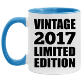 7th Birthday Vintage 2017 Limited Edition - 11oz Accent Mug Blue