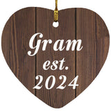 Gram Established EST. 2024 - Heart Ornament D