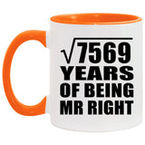 87th Anniversary Square Root of 7569 Years of Being Mr Right - 11oz Accent Mug Orange