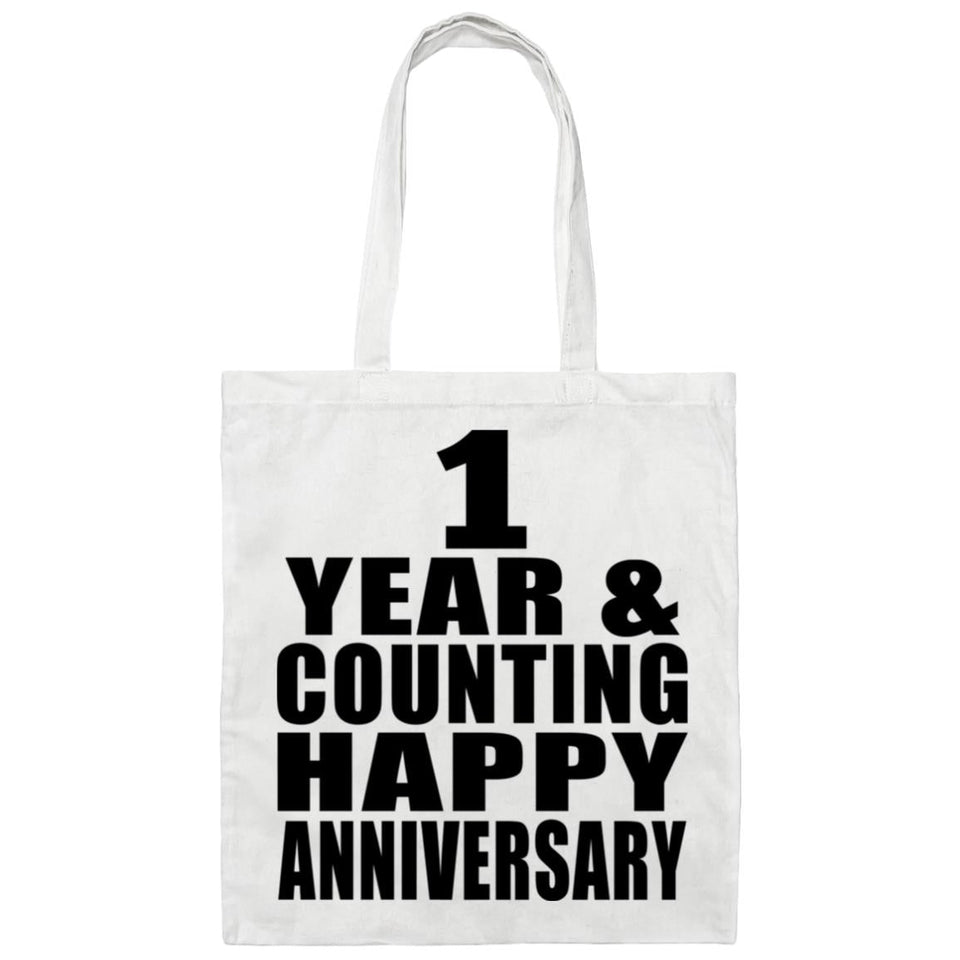 Happy 1st Anniversary 1 Year & Counting - Tote Bag White