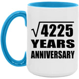 65th Anniversary Square Root of 4225 Years Anniversary - 15oz Accent Mug Blue