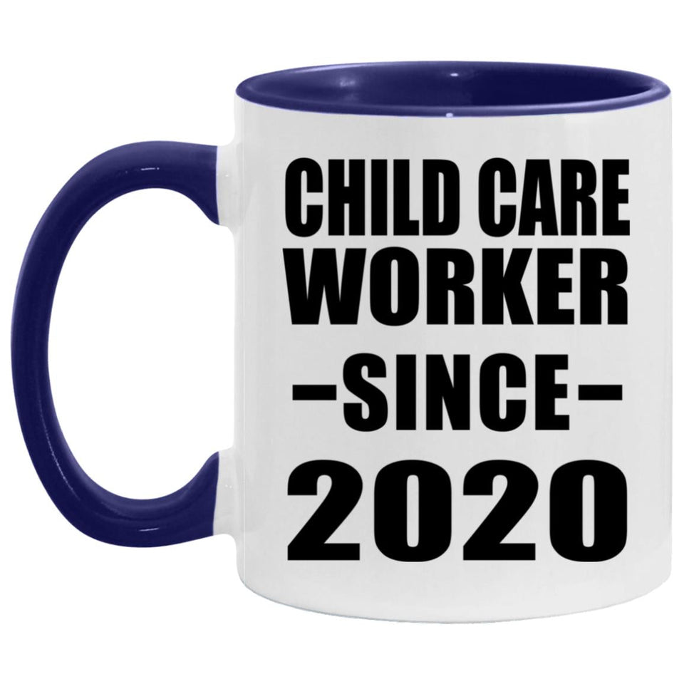 Child Care Worker Since 2020 - 11oz Accent Mug Purple