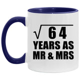 8th Anniversary Square Root of 64 Years As Mr & Mrs - 11oz Accent Mug Purple