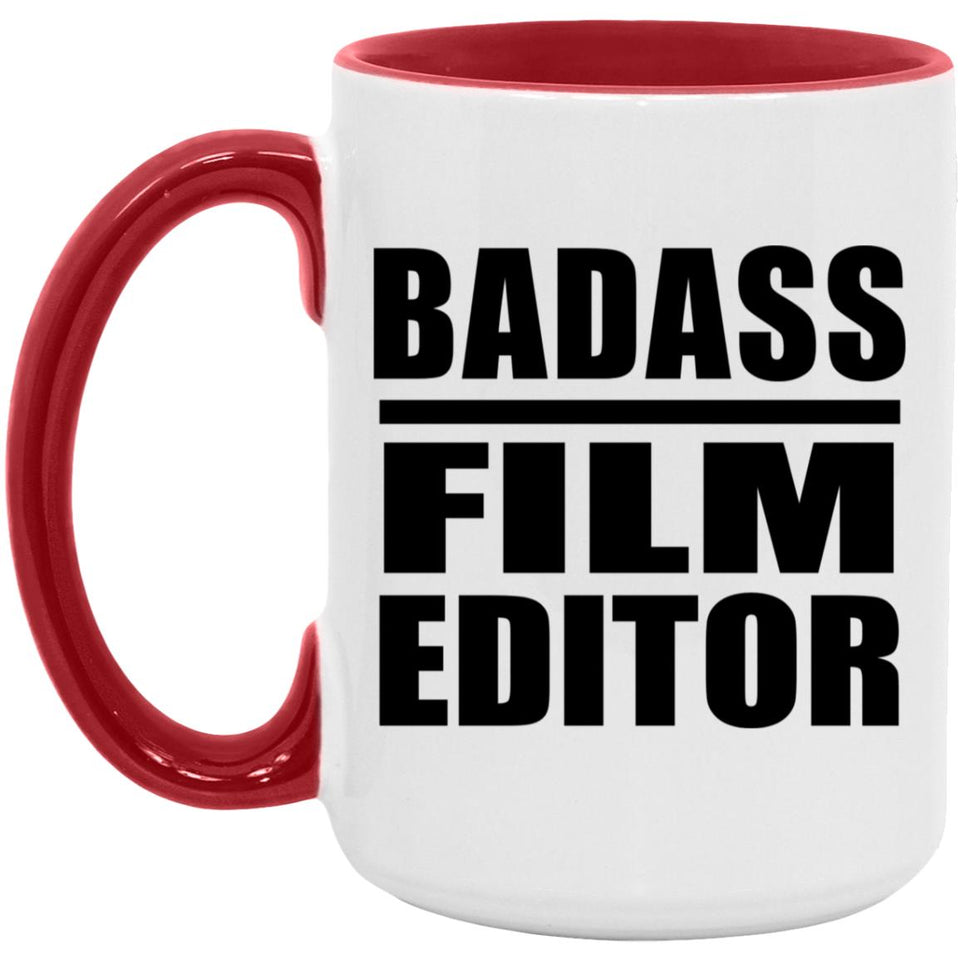 Badass Film Editor - 15oz Accent Mug Red