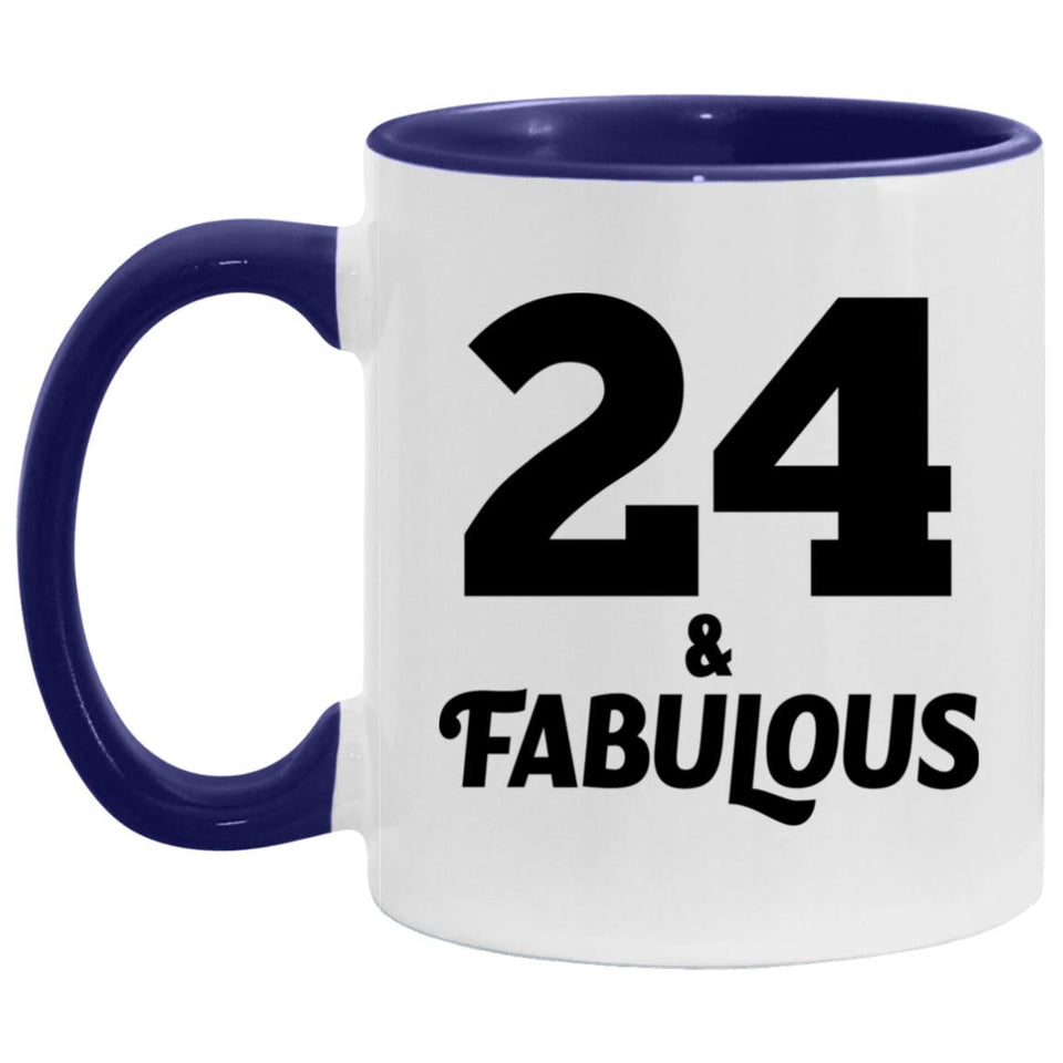 24th Birthday 24 & Fabulous - 11oz Accent Mug Purple