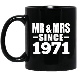 53rd Anniversary Mr & Mrs Since 1971 - 11 Oz Coffee Mug Black