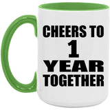 1st Anniversary Cheers To 1 Year Together - 15oz Accent Mug Green