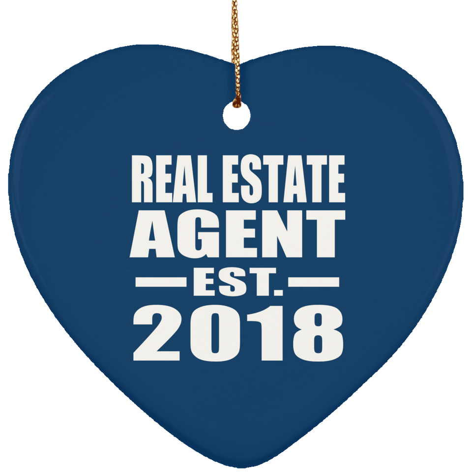Real Estate Agent Established EST. 2018 - Heart Ornament