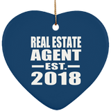 Real Estate Agent Established EST. 2018 - Heart Ornament