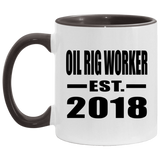 Oil Rig Worker Established EST. 2018 - 11oz Accent Mug Black