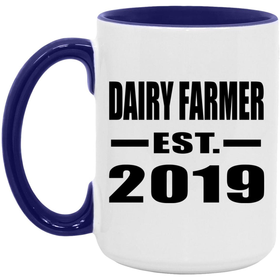 Dairy Farmer Established EST. 2019 - 15oz Accent Mug Purple