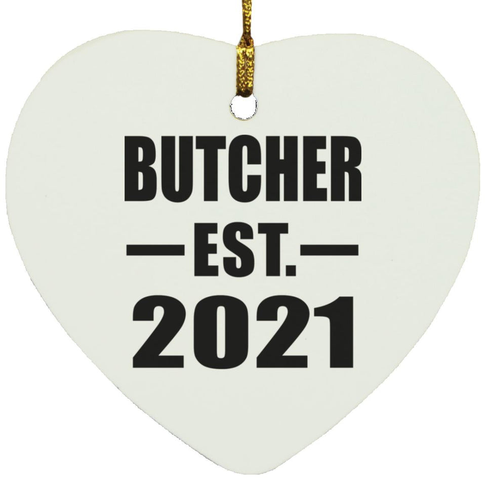 Butcher Established EST. 2021 - Heart Ornament