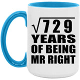 27th Anniversary Square Root of 729 Years of Being Mr Right - 15oz Accent Mug Blue