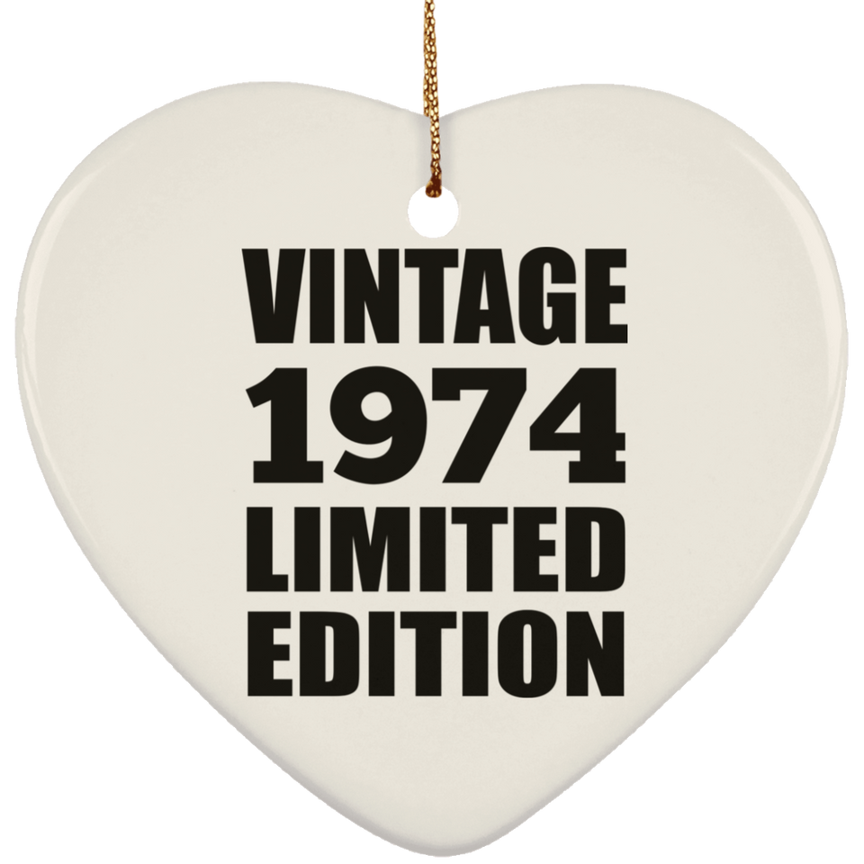 50th Birthday Vintage 1974 Limited Edition - Heart Ornament