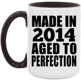 10th Birthday Made In 2014 Aged to Perfection - 15oz Accent Mug Black