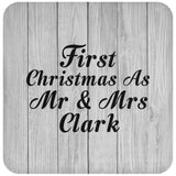 First Christmas As Mr & Mrs Clark - Drink Coaster F