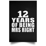 12th Anniversary 12 Years Of Being Mrs Right - Poster Portrait